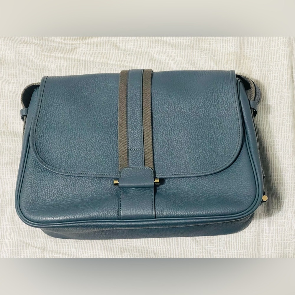 Authentic HERMÉS BLEU CLEMENCE BOURLINGUE MESSENGER BAG...